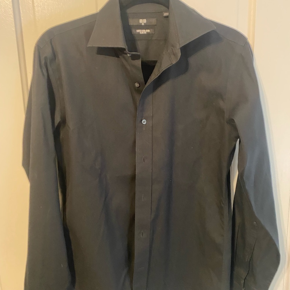 Uniqlo mens button down shirt slim fit stretch